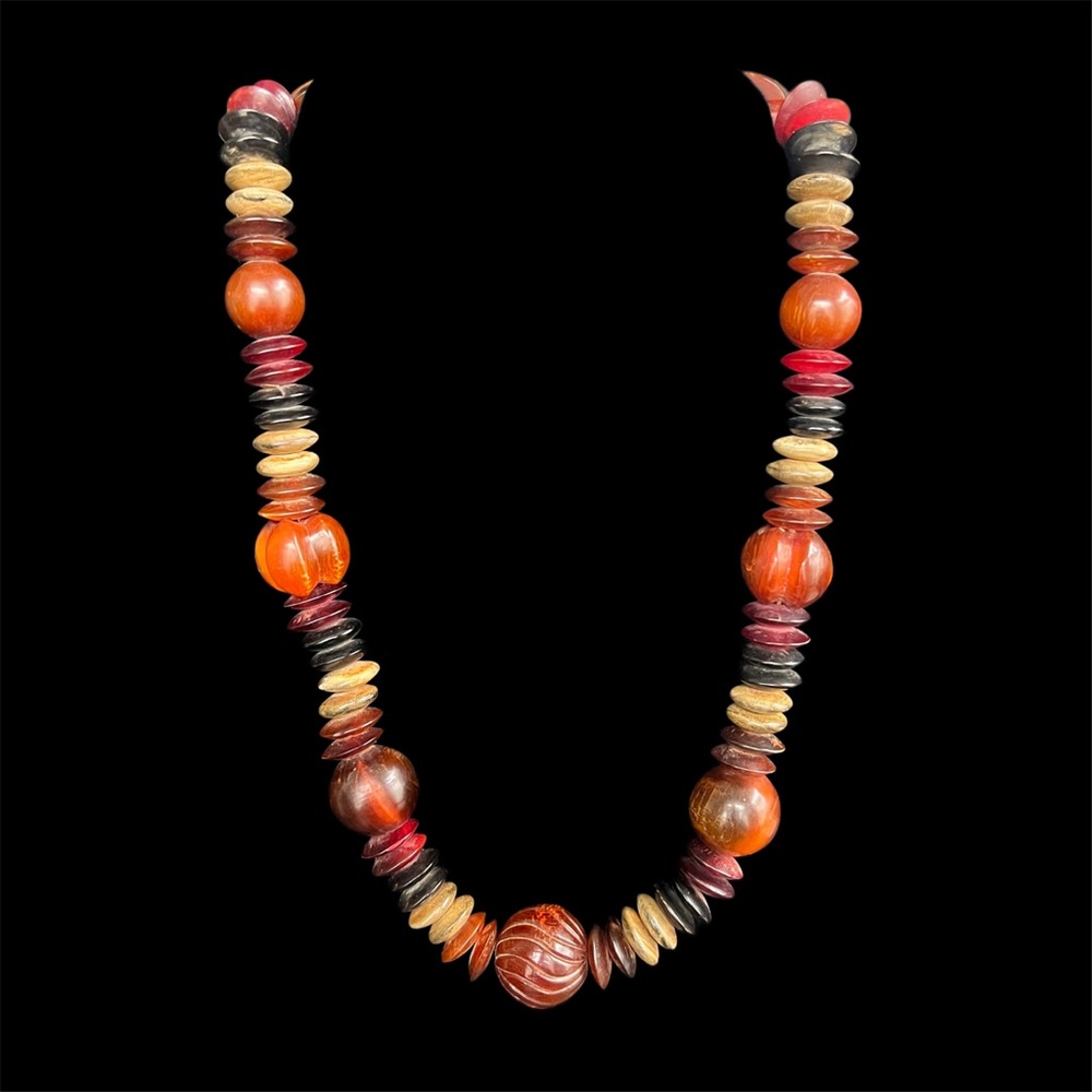 Vintage Wood and Bakelite Beaded Necklace